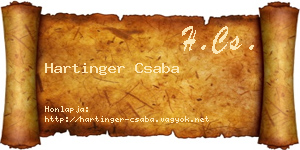 Hartinger Csaba névjegykártya